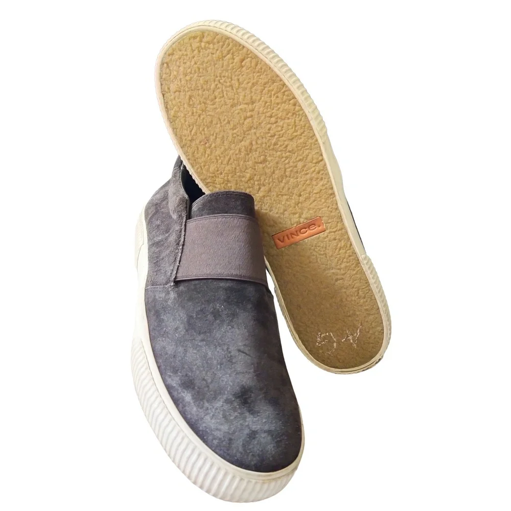 VINCE Kirkland Sneakers Pewter Slip-on Platform Elastic‎ Goring Rubber Sole 8.5